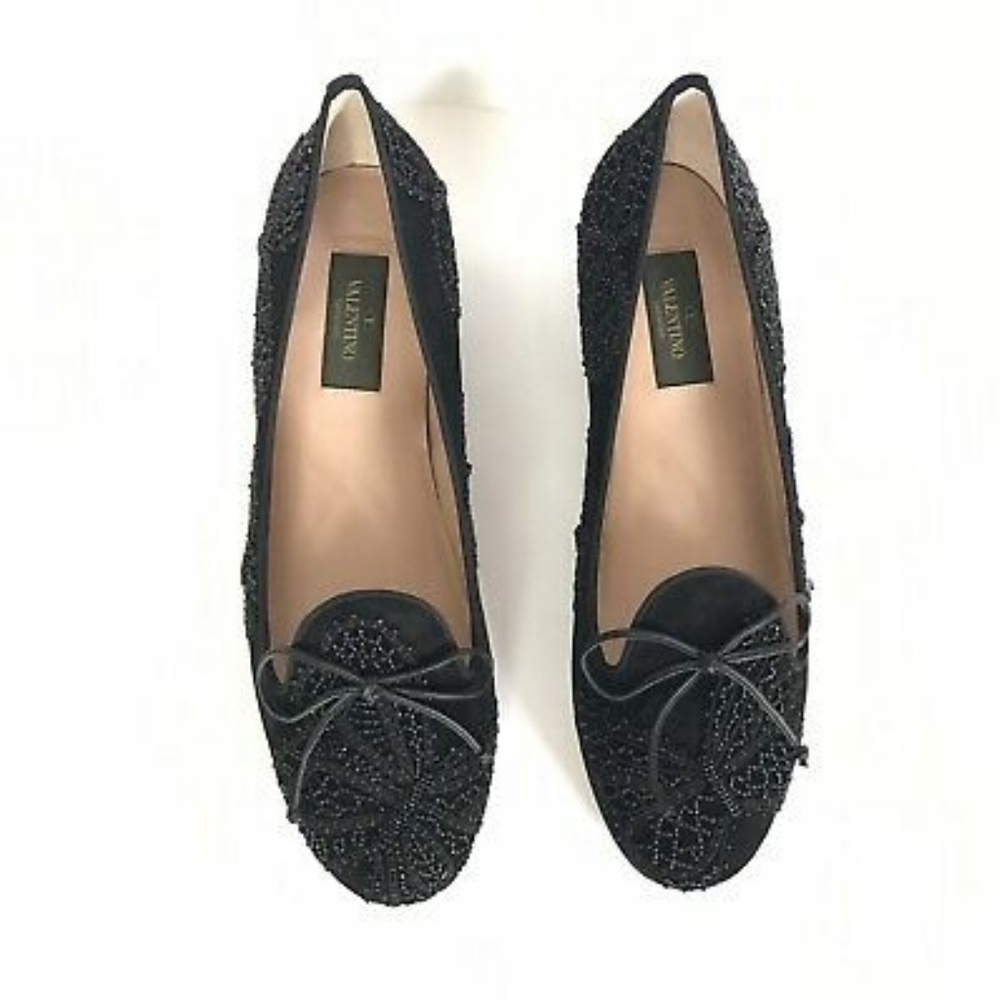 Valentino Garavani Black Butterfly Slip-on Flats